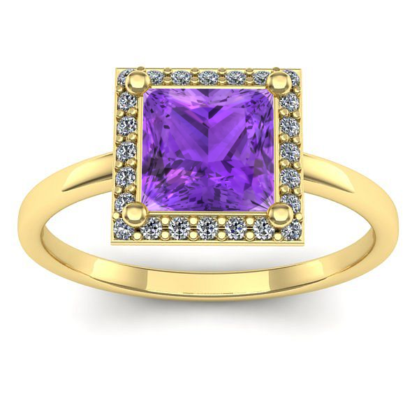 Inel logodna cu ametist patrat