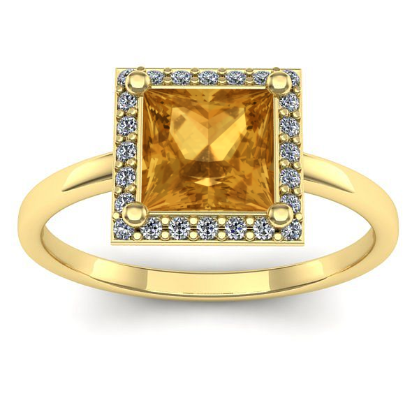 Inel cu citrin patrat