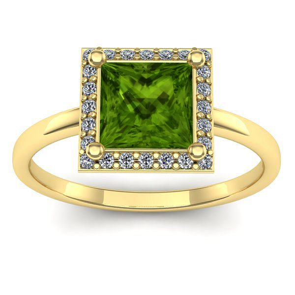 Inel de logodna cu peridot patrat