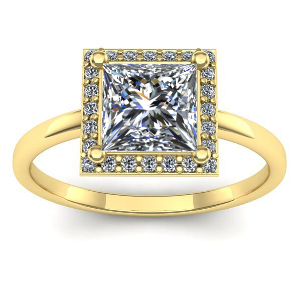 Inel cu diamant de laborator patrat