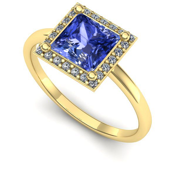 Inel de logodna din aur galben cu tanzanit