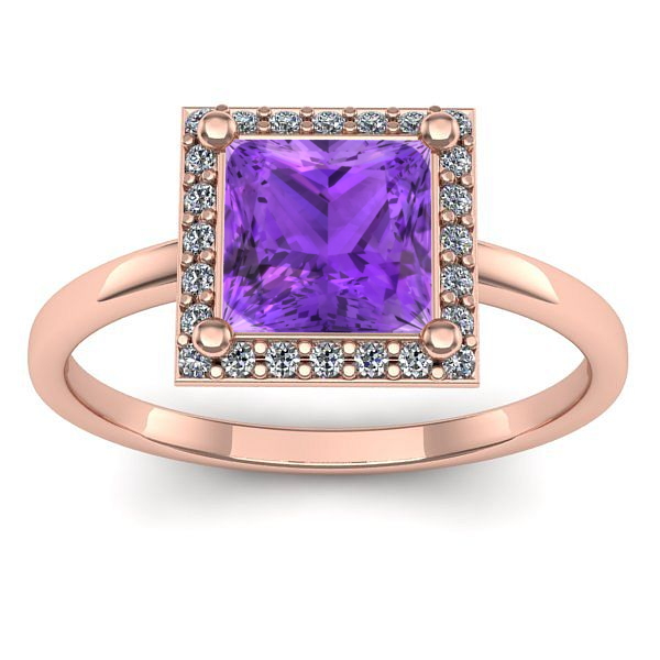 Inel logodna cu ametist patrat
