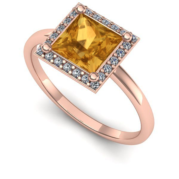Inel de logodna din aur roz cu citrin