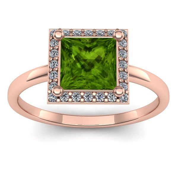 Inel de logodna cu peridot patrat