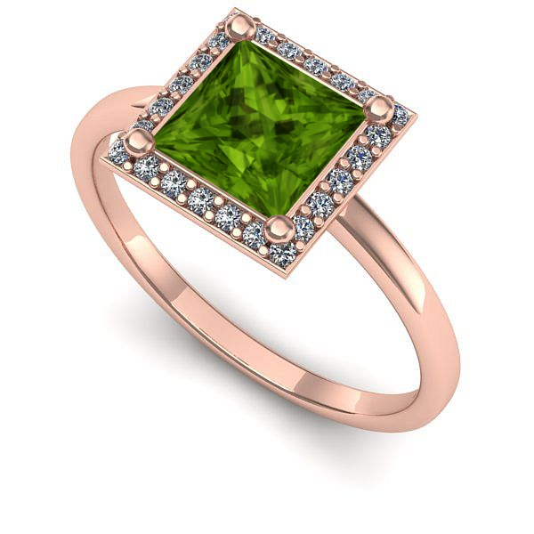 Inel logodna din aur roz cu peridot