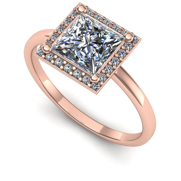 Inel logodna din aur roz cu diamant de laborator