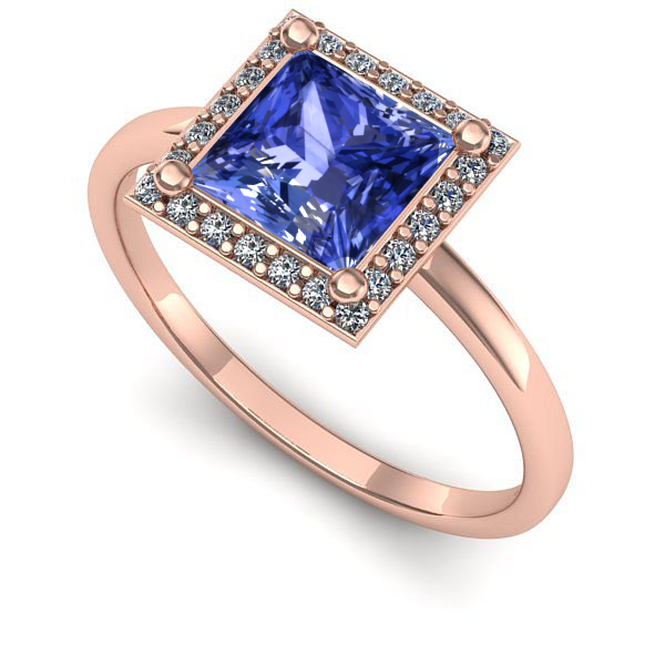 Inel logodna din aur roz cu tanzanit