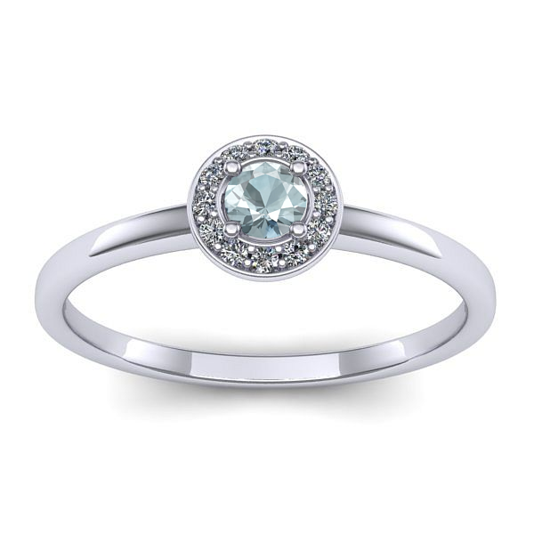 Inel logodna cu aquamarin rotund