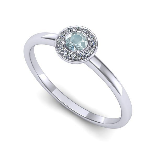 Inel logodna din aur alb cu aquamarin