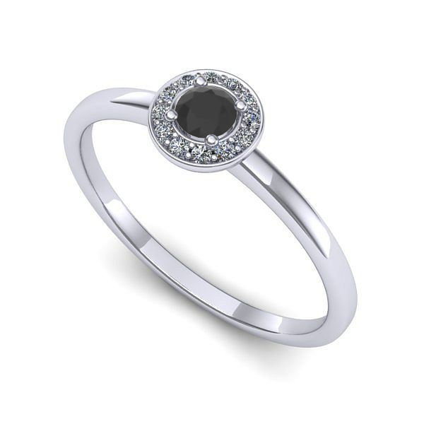 Inel de logodna din aur alb cu diamant negru