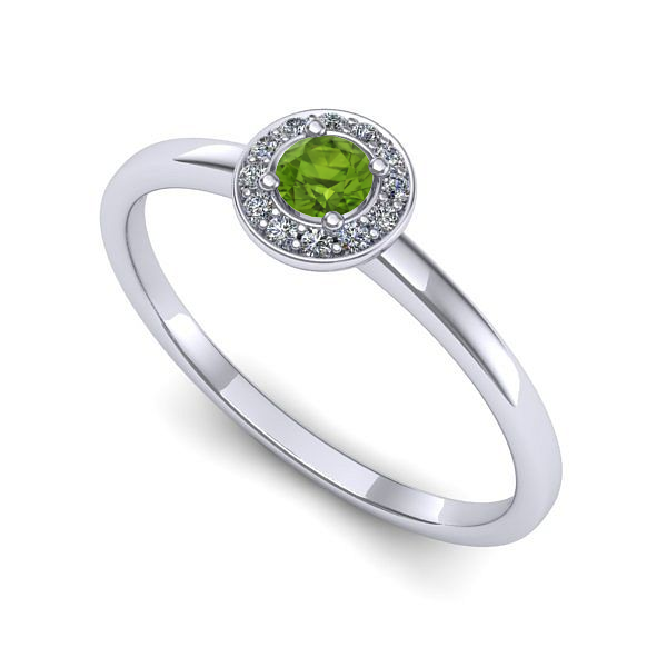 Inel de logodna din aur alb cu peridot