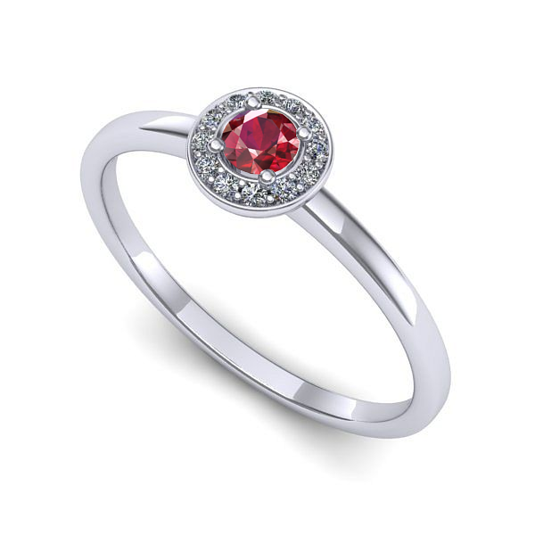 Inel din aur alb cu rubin