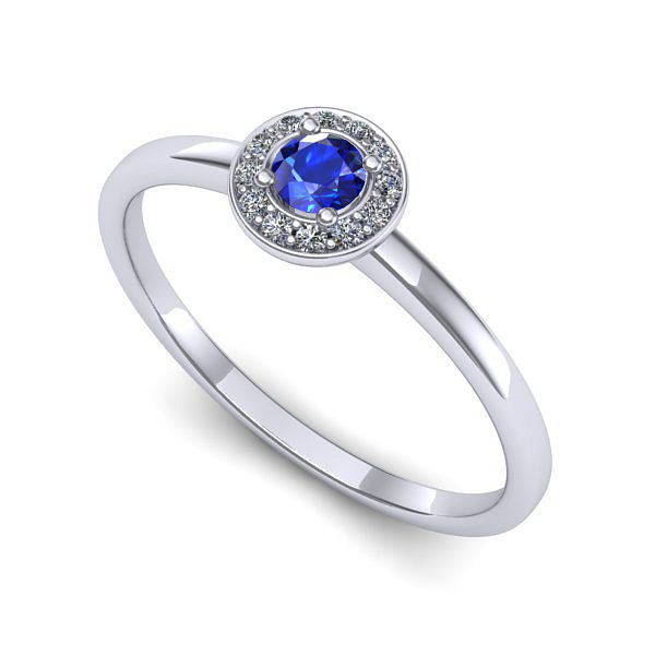 Inel de logodna din aur alb cu safir