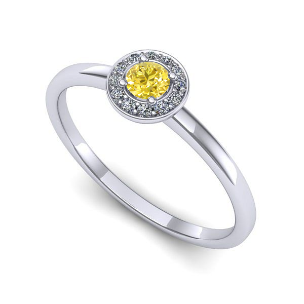 Inel logodna din aur alb cu safir galben