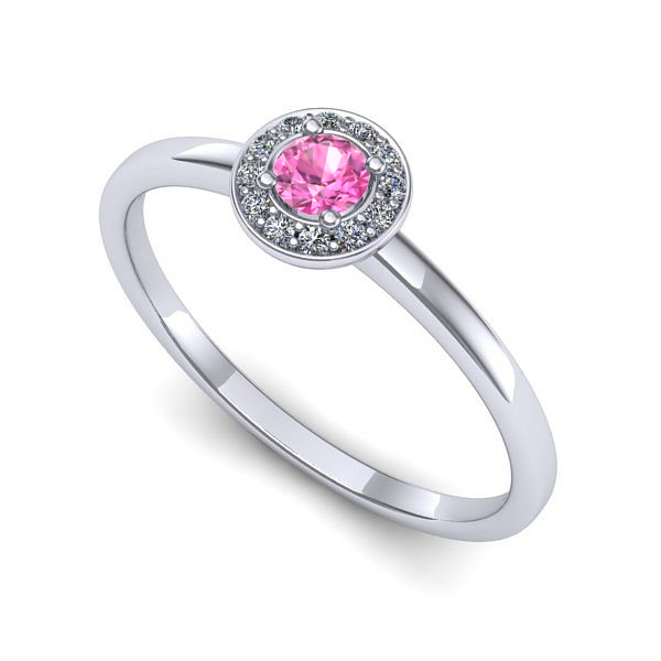 Inel din aur alb cu safir roz