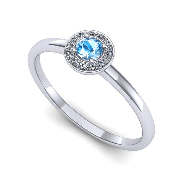 Inel din aur alb cu topaz blue