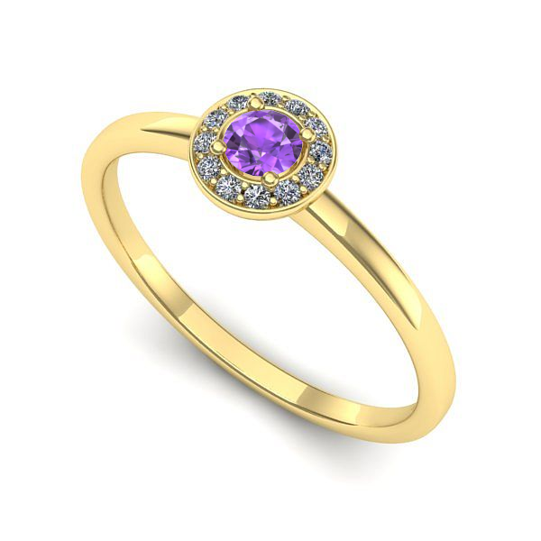 Inel logodna din aur galben cu ametist
