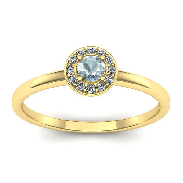 Inel de logodna cu aquamarin rotund