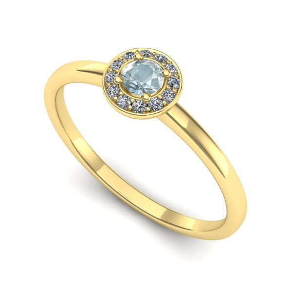 Inel logodna din aur galben cu aquamarin