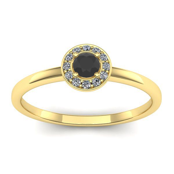 Inel de logodna cu diamant negru rotund