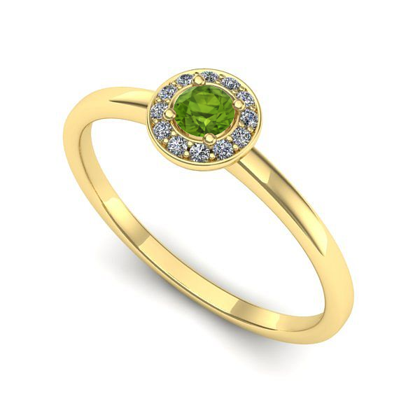 Inel logodna din aur galben cu peridot