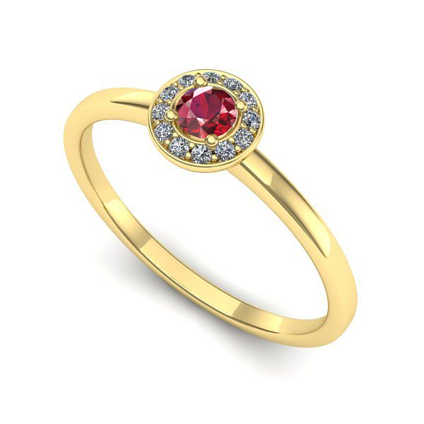 Inel logodna din aur galben cu rubin