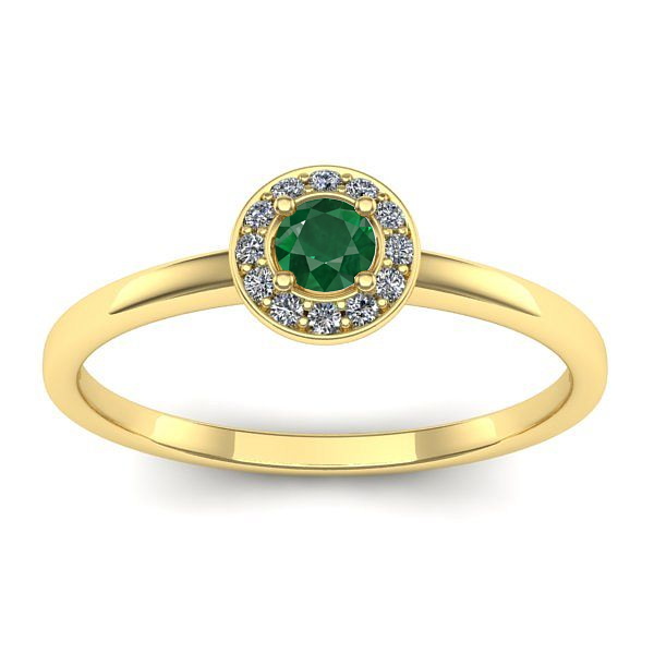 Inel logodna cu smarald rotund