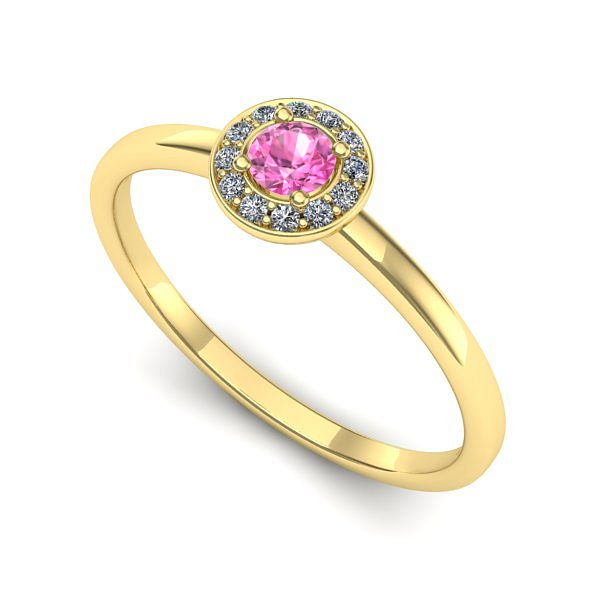 Inel logodna din aur galben cu safir roz
