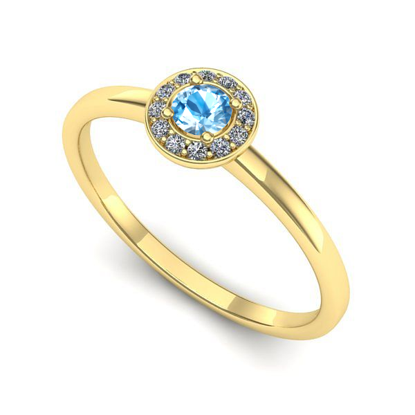 Inel de logodna din aur galben cu topaz blue