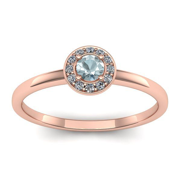 Inel de logodna cu aquamarin rotund