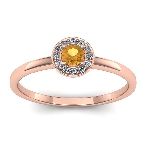 Inel cu citrin rotund