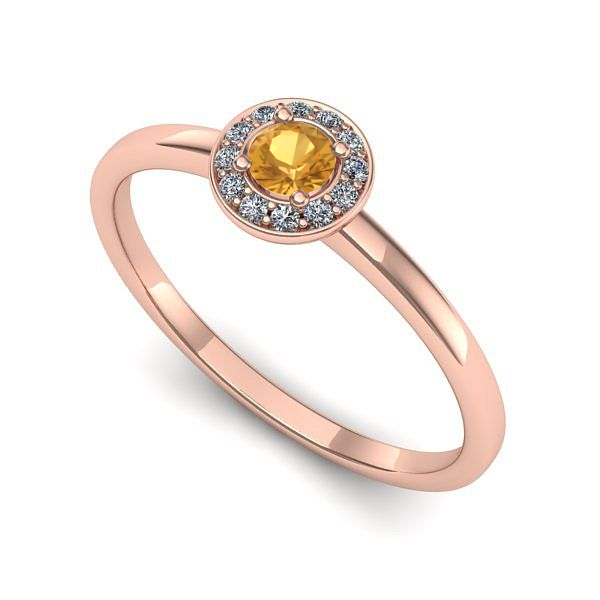 Inel din aur roz cu citrin