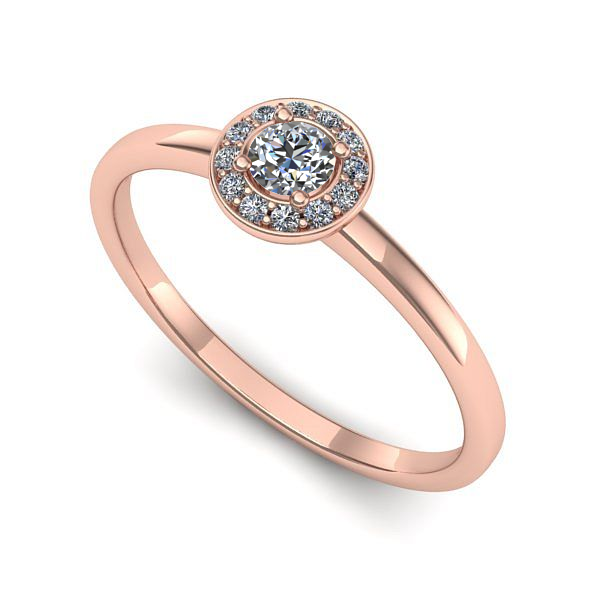 Inel de logodna din aur roz cu diamant