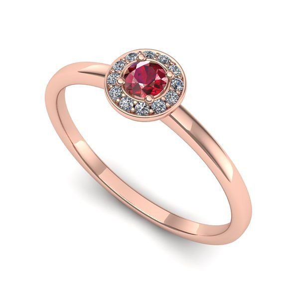 Inel din aur roz cu rubin