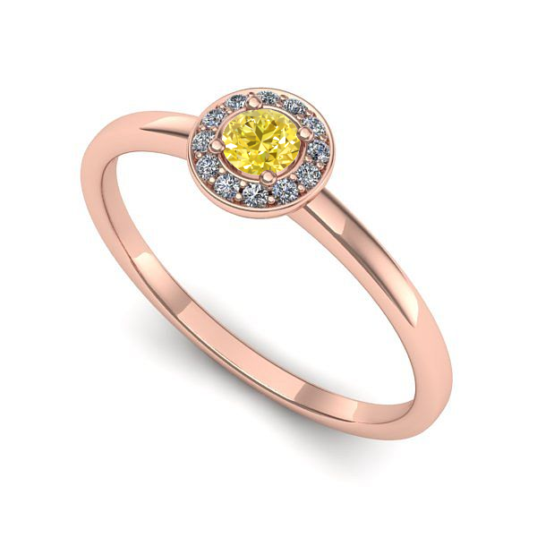 Inel din aur roz cu safir galben