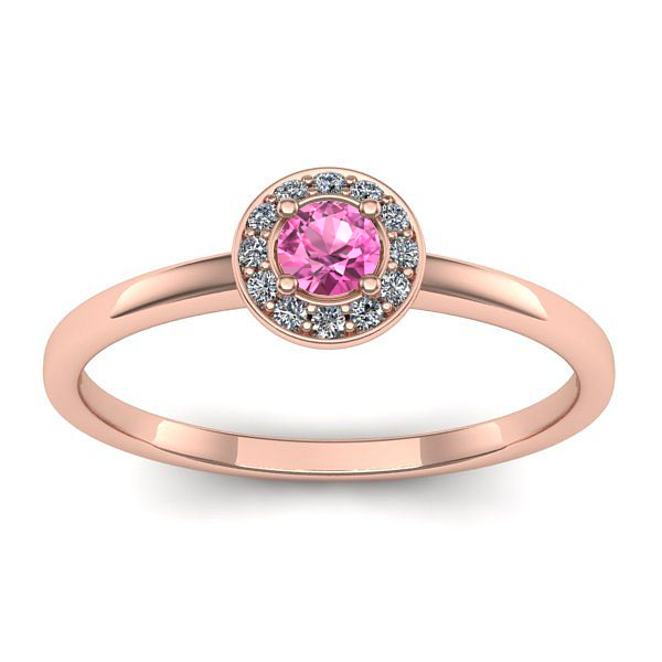 Inel logodna cu safir roz rotund
