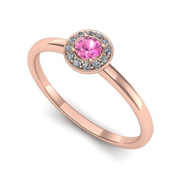 Inel din aur roz cu safir roz