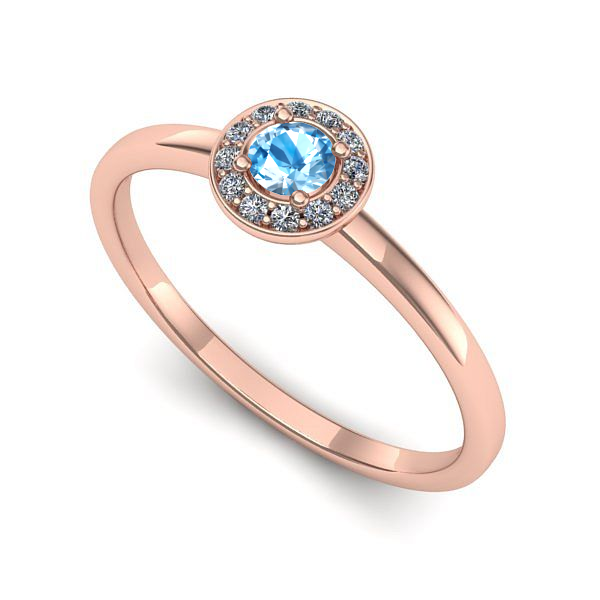 Inel logodna din aur roz cu topaz blue