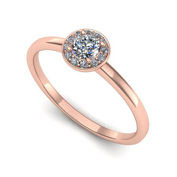 Inel logodna din aur roz cu diamant