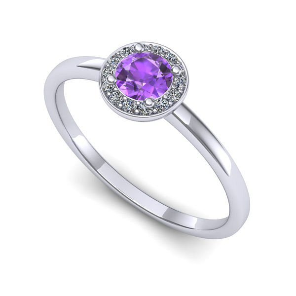 Inel din aur alb cu ametist