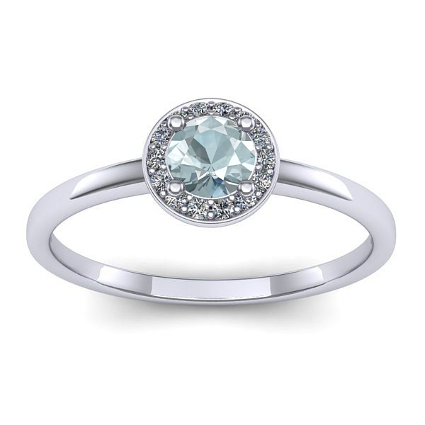 Inel logodna cu aquamarin rotund