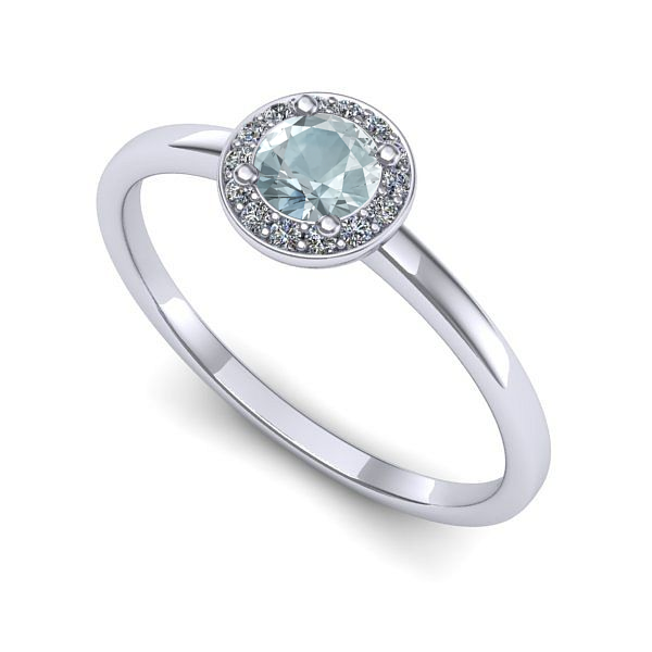 Inel de logodna din aur alb cu aquamarin