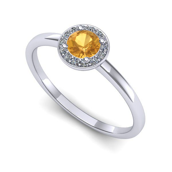 Inel din aur alb cu citrin