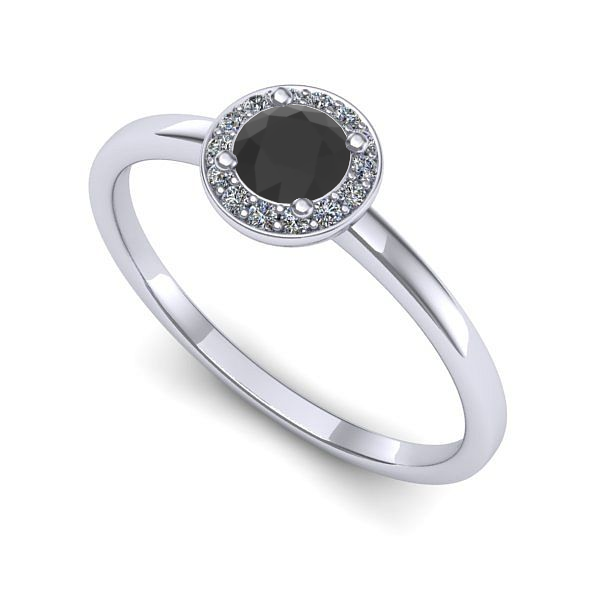 Inel de logodna din aur alb cu diamant negru