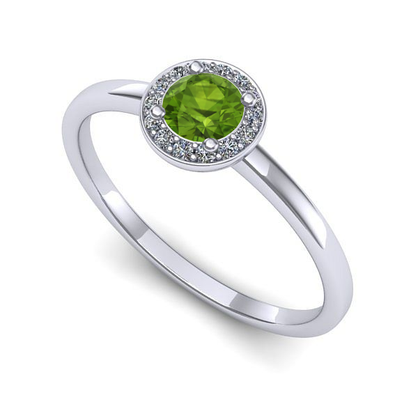 Inel din aur alb cu peridot