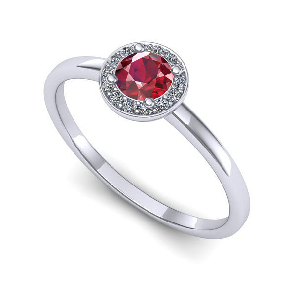 Inel de logodna din aur alb cu rubin