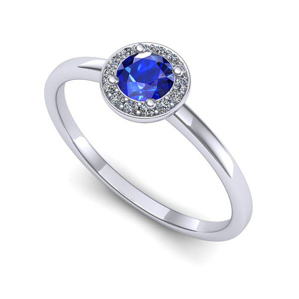 Inel logodna din aur alb cu safir