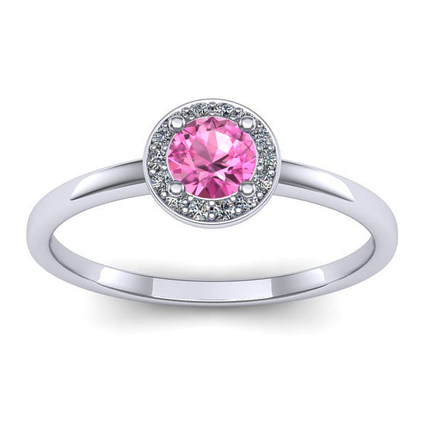 Inel logodna cu safir roz rotund