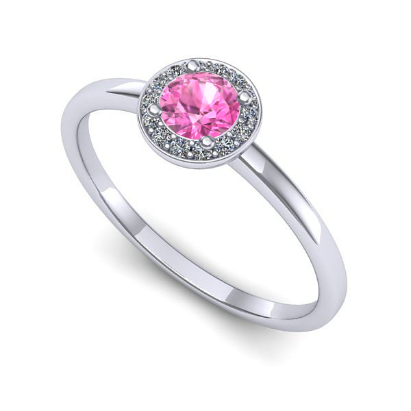 Inel din aur alb cu safir roz