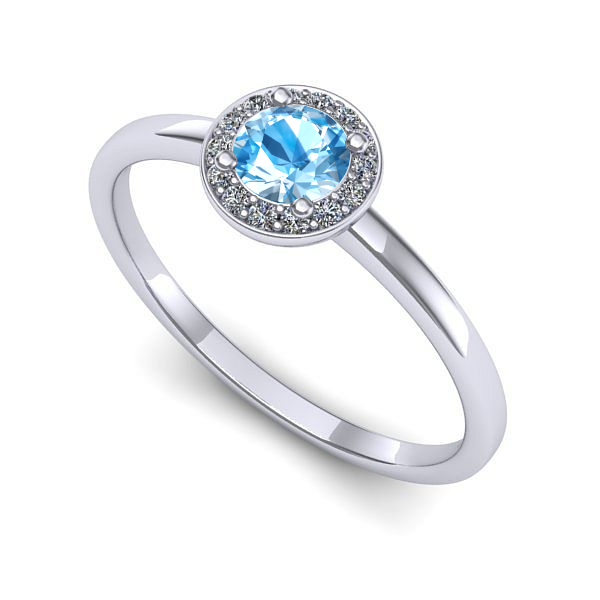 Inel logodna din aur alb cu topaz blue